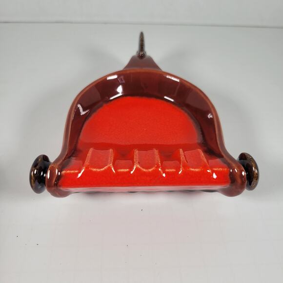 Vintage Orange and Brown Spur Ashtray with Handle, Mid-Century Modern Farmhouse - Picture 9 of 12